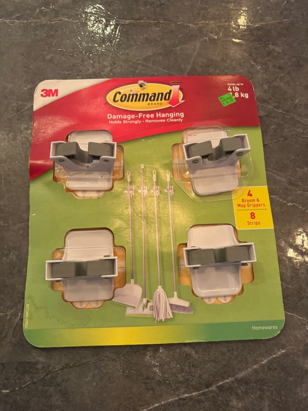 Command Damage-Free Broom & Mop Grippers - White/Gray